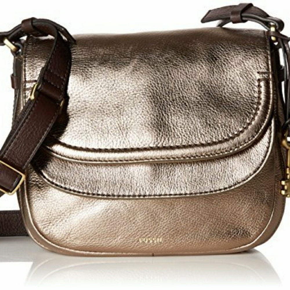Fossil Soft Leather Double Flap Handbag Purse
